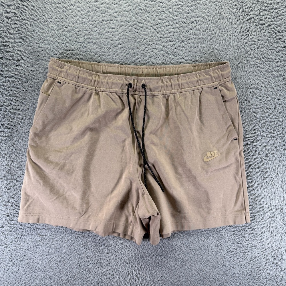 Nike Shorts Men's 2XL Beige Rayon Sweat Basketball Running Training Stretch